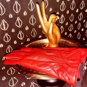 Isotoner Signature Smartouch Red Leather Gloves